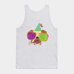 Party Bulldog With Party hat and Colorful Sunglasses Tank Top